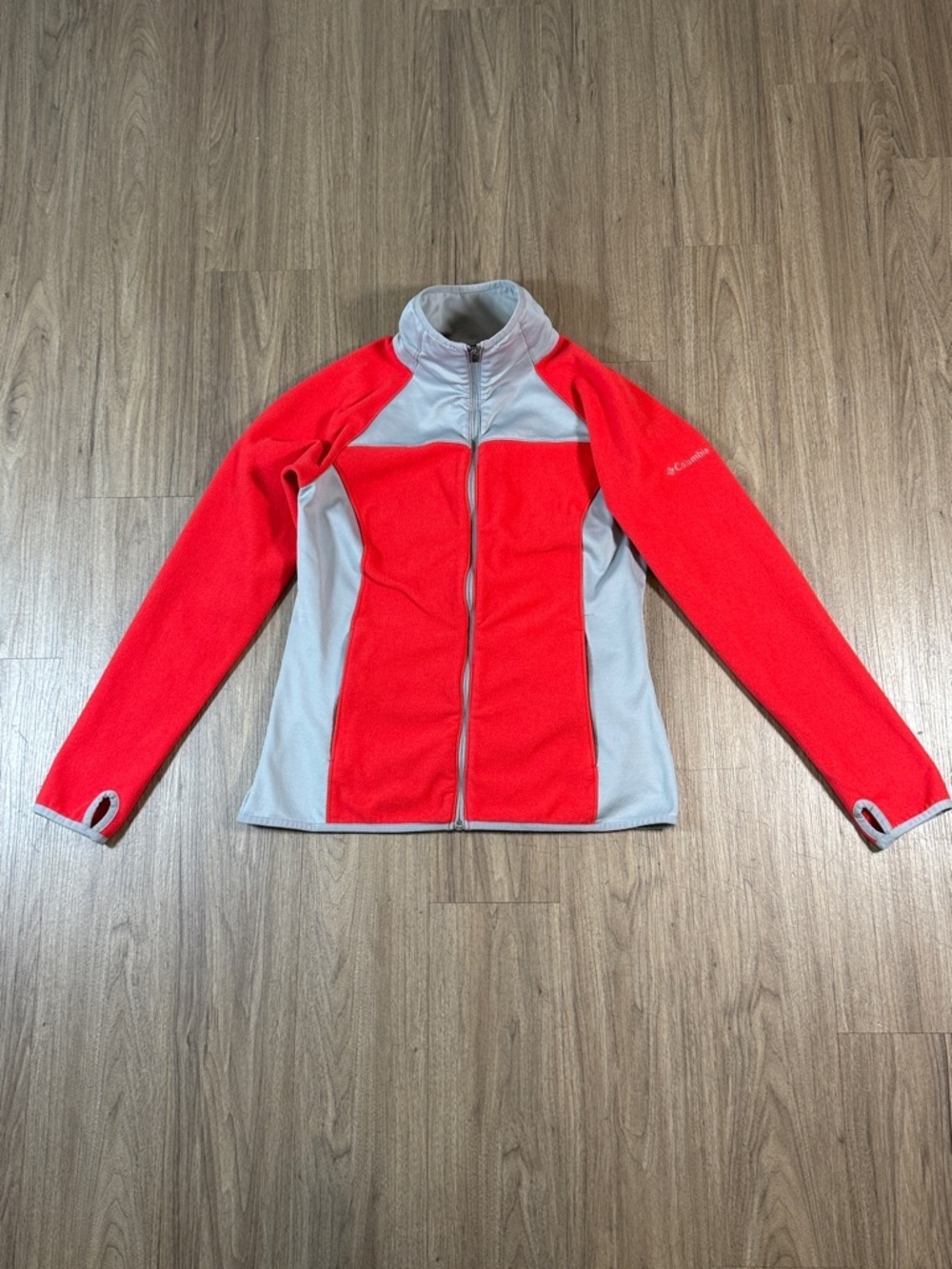 Columbia Women’s Red and Light Gray Full-Zip Ski Fleece Jacket, Size L